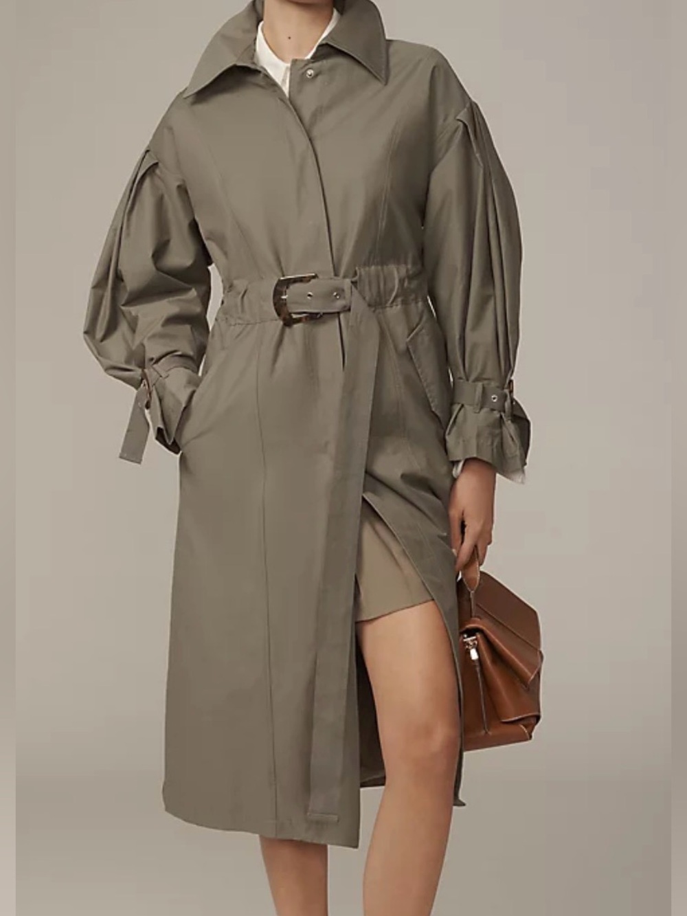 Anthropologie Olive Midi Skirt with Trench Belt